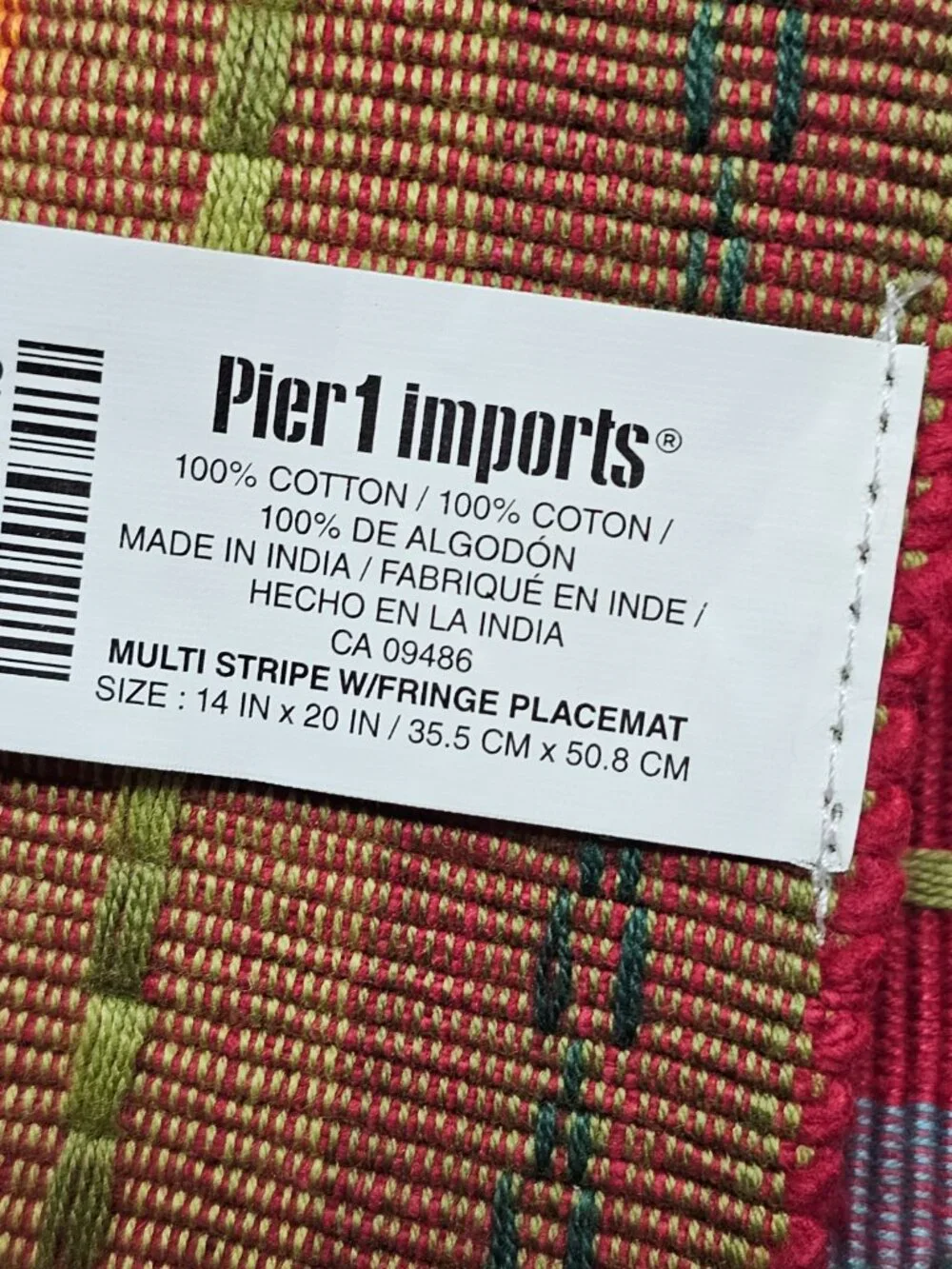 4 Lot Bundle Pier 1 Stripped Fringed Placemats Southwest Boho Warm Colors